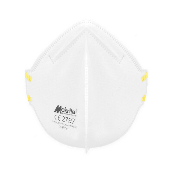 Makrite Disposable Particulate Respirator, 302P2W, 300 Comfort Series, Polypropylene, FFP2, M/L, White, 20 Pcs/Pack