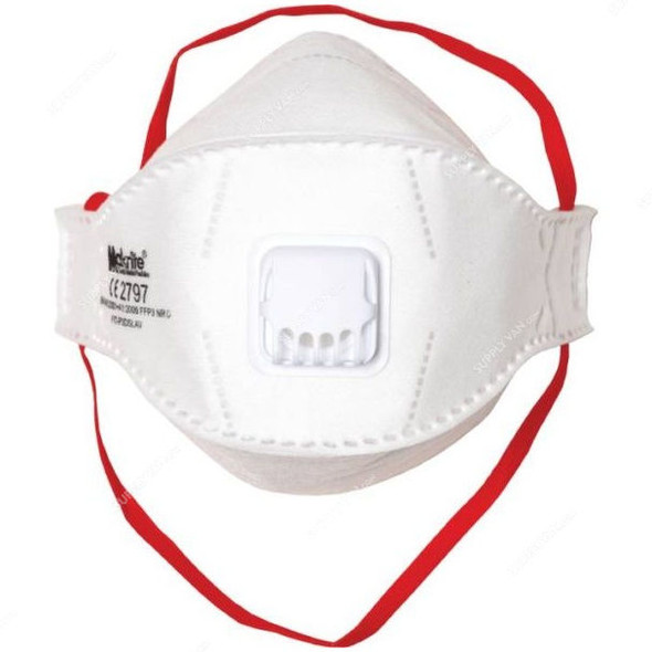 Makrite NR Respiratory Mask With Valve, FIT-P3DSLAV, FIT Comfort Series, Polypropylene, FFP3, M/L, White, 15 Pcs/Pack