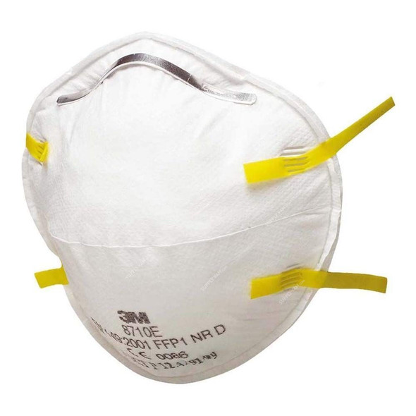 3M Disposable Respirator, 8710, Polypropylene, Regular, White, 20 Pcs/Pack