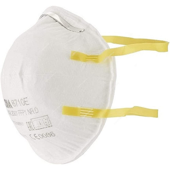 3M Disposable Respirator, 8710, Polypropylene, Regular, White, 20 Pcs/Pack