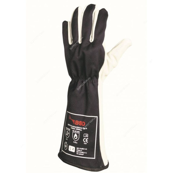 BSD HRC 2 Arc Protection Gloves, Textile/Leather, 18.0 Cal/SQ.CM, Size8, Navy/White
