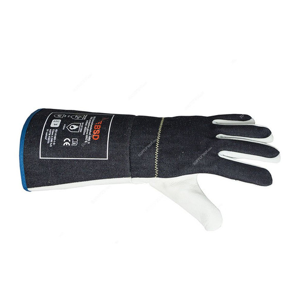 BSD HRC 3 Arc Protection Gloves, Textile/Leather, 31.0 Cal/SQ.CM, Size8, Navy/White