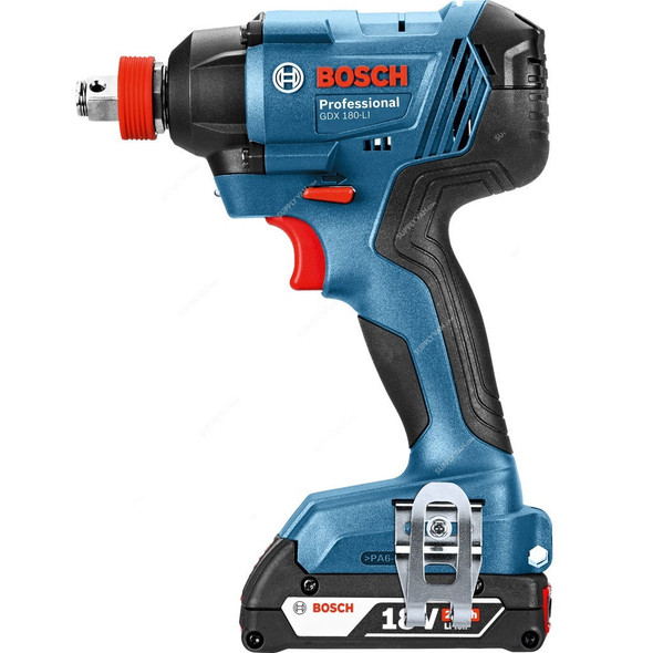 Bosch Professional Cordless Impact Wrench With 2x 2.0Ah Battery and Charger, GDX-180-Li, 18V, 0-2800 RPM, 5 Pcs/Set