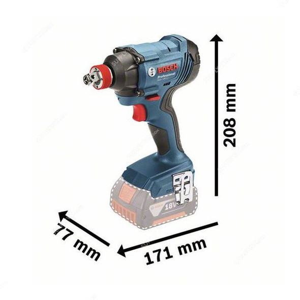 Bosch Professional Cordless Impact Wrench With 2x 2.0Ah Battery and Charger, GDX-180-Li, 18V, 0-2800 RPM, 5 Pcs/Set