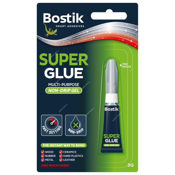 Bostik Multi-Purpose Super Glue Non-Drip Gel, 30813350, 3GM