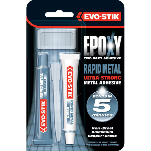 Evo-Stik Epoxy Rapid Metal Two Part Adhesive, 30613666, 15ML, 2 Pcs/Set