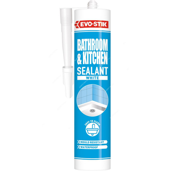 Evo-Stik Bathroom and Kitchen Sealant, 30614369, 280ML, White