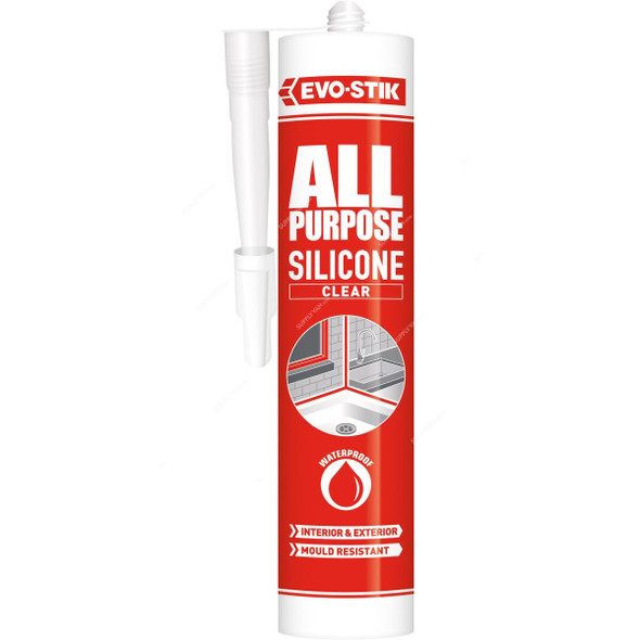 Evo-Stik All Purpose Silicone Sealant, 30613626, 310ML, Clear