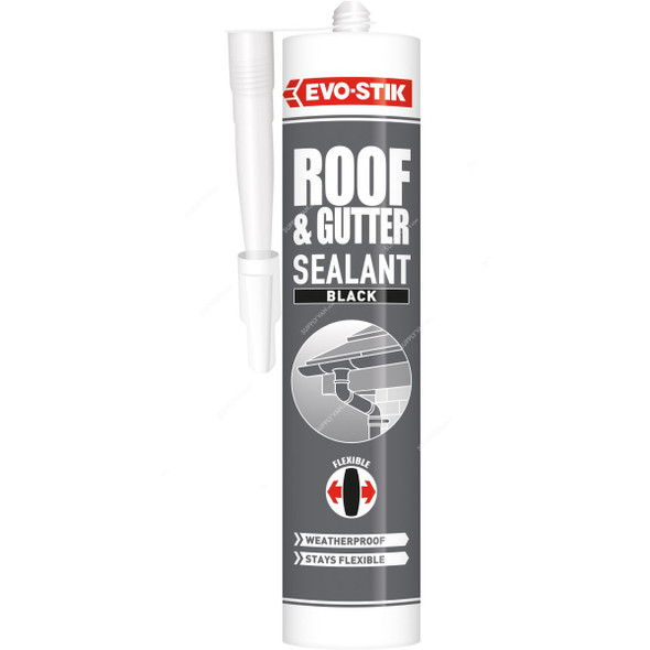 Evo-Stik Roof and Gutter Sealant, 30811726, 290ML, Black