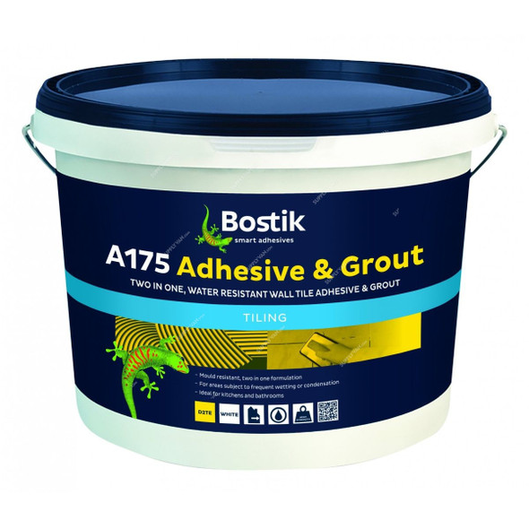 Bostik 2-in-1 A175 Tile Adhesive and Grout, 30610155, 5 Ltrs, Brilliant White