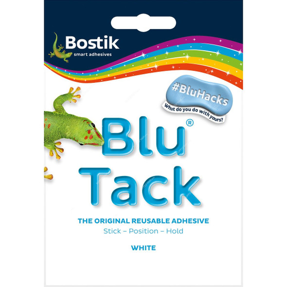 Bostik Blu Tack The Original Reusable Adhesive, 30803836, 45GM, White, 12 Pcs/Pack