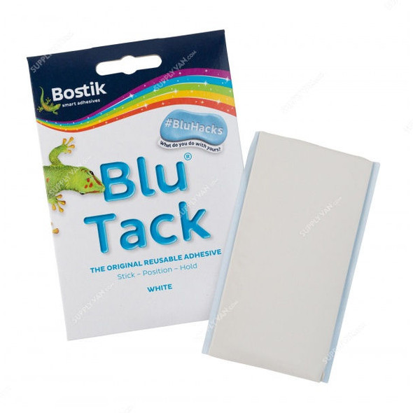 Bostik Blu Tack The Original Reusable Adhesive, 30803836, 45GM, White, 12 Pcs/Pack