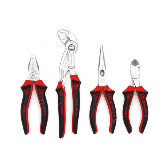 Wurth Plier and Cutter Set, Zebra, 4 Pcs/Set