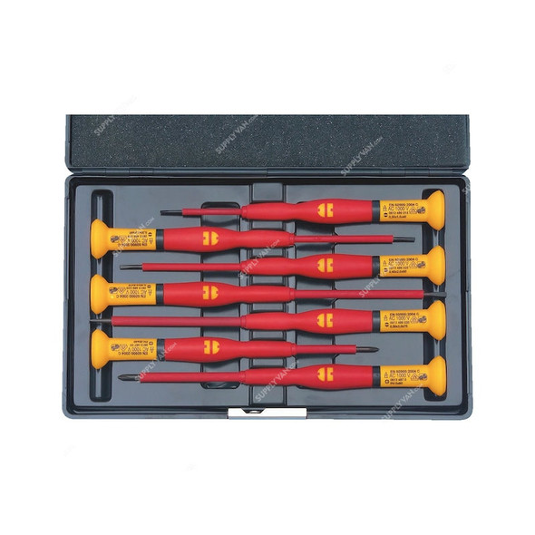 Wurth VDE Precision Screwdriver Set, Red/Yellow, 7 Pcs/Set