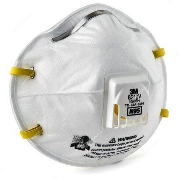 3M Particulate Respirator, 3M8210V, Respirator N95, White