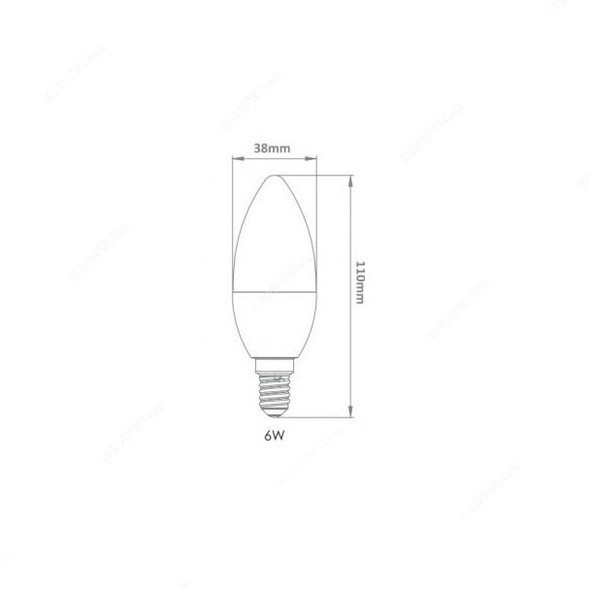 Levin LED Candle Bulb, 10765, 6W, E14, IP20, 660 LM, 6500K, Cool Daylight