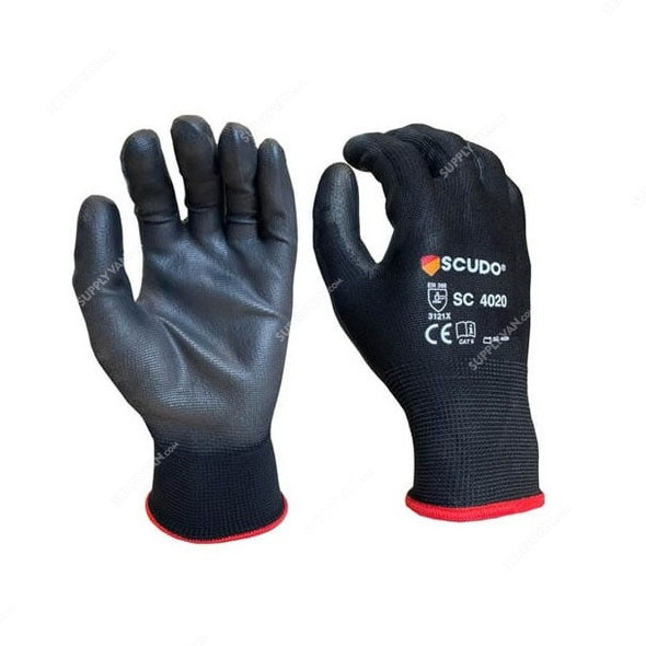 Scudo Polymax PU Coated Gloves, SC-4020, L, Black/Grey