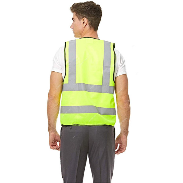 Empiral High Visibility Safety Vest With Straight Reflector At Back, E108083201, Bright, 100% Polyester, S, Fluorescent Yellow