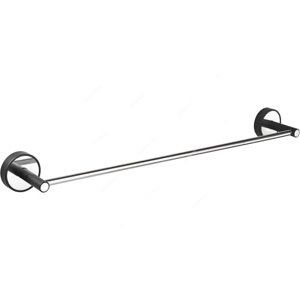 Kapitan Towel Bar, 62-60, Optimo, Stainless Steel/ABS, Polished, 60CM Width, Silver/Black