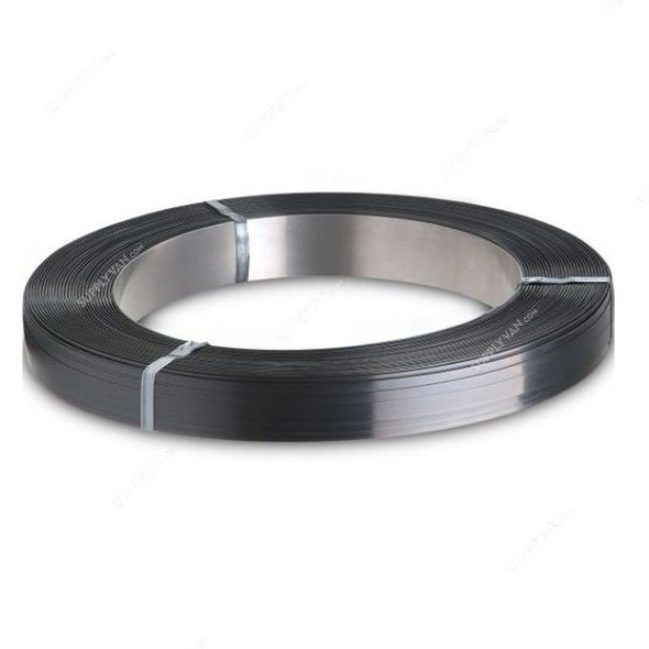 Metal Strap, Stainless Steel, 0.6MM Thk, 12.7MM Width, 42 Kg, Black