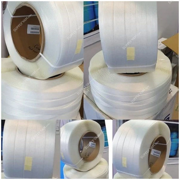 Composite Strap, Polypropylene/Polyester Fibre, 25MM Width x 500 Mtrs Length, White