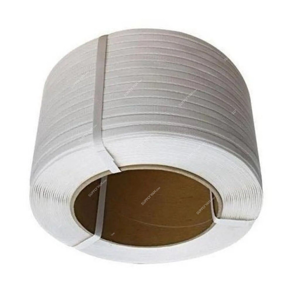 PP Strap Roll, Polypropylene, 1MM Thk, 12MM Width, 11 Kg, White