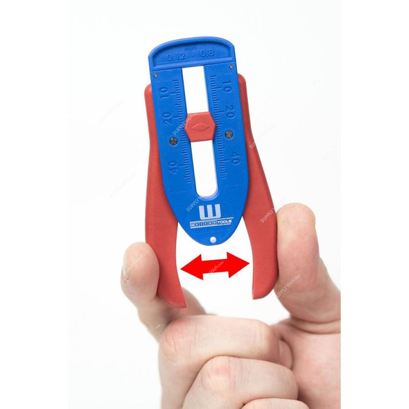 Weicon Small Precision Wire Stripper, 51000002, Copper Steel, 36-20 AWG, Red/Blue