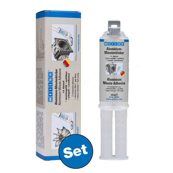 Weicon Aluminium Minute Adhesive With Mixing Nozzle, 10552025, 24ML