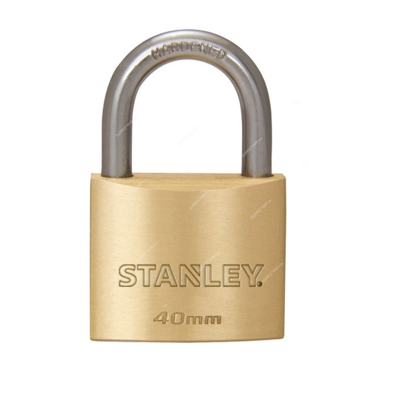 Stanley Keyed Padlock, S742-038, Solid Brass, 40MM, 4 Pcs/Pack