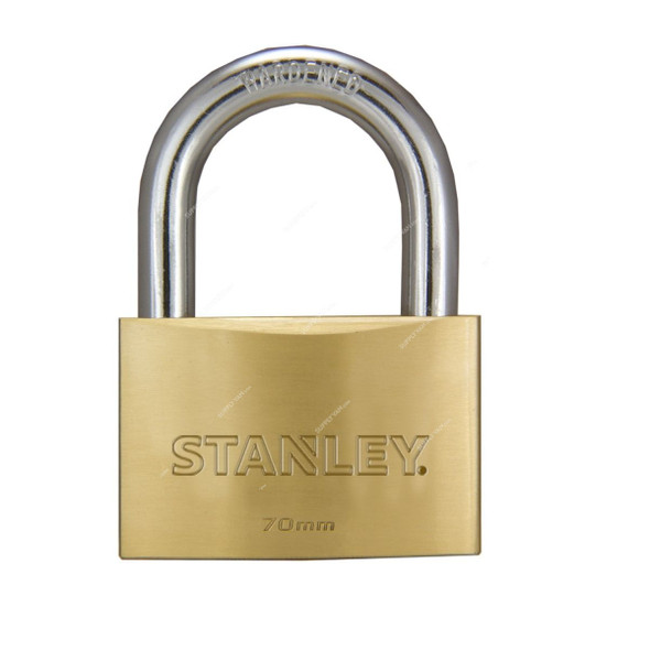 Stanley Keyed Padlock, S742-034, Solid Brass, 70MM