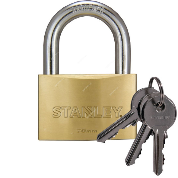 Stanley Keyed Padlock, S742-034, Solid Brass, 70MM