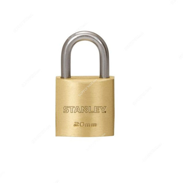 Stanley Keyed Padlock, S742-028, Solid Brass, 20MM