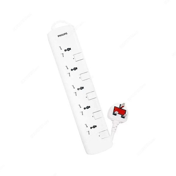 Philips Extension Socket With Individual Switch, Spn3150wc-56, 5 Way, 4 Mtrs, White