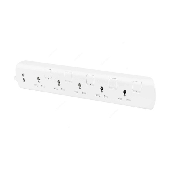 Philips Extension Socket With Individual Switch, Spn3150wc-56, 5 Way, 4 Mtrs, White