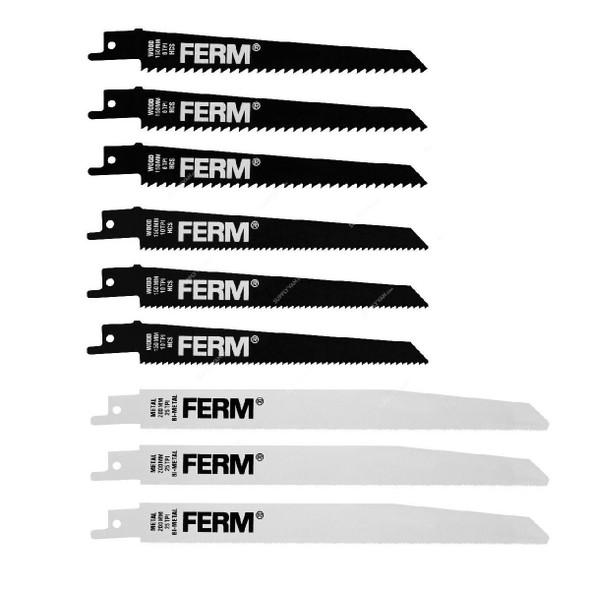 Ferm Reciprocating Saw Blade Set, RSA1001, 9 Pcs/Set