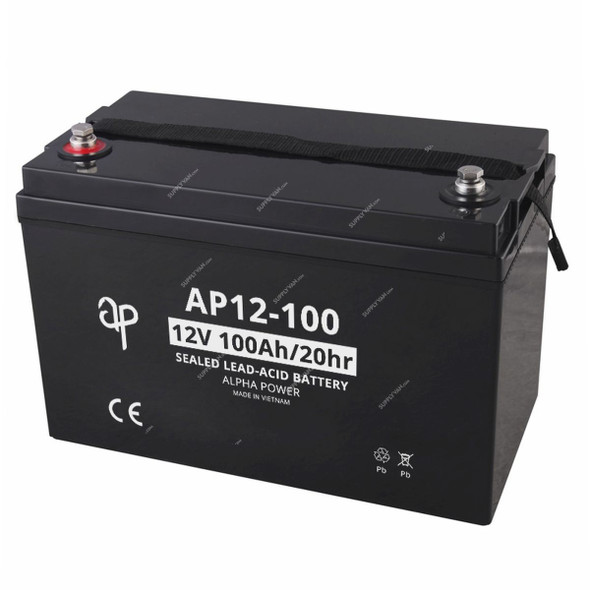 Alpha Power VRLA AGM Battery, AP12-100, 12V, 100Ah