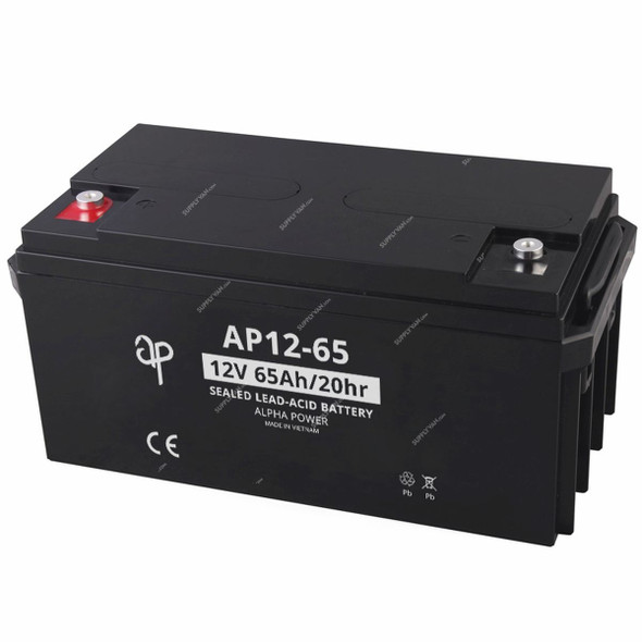 Alpha Power VRLA AGM Battery, AP12-65, 12V, 65Ah