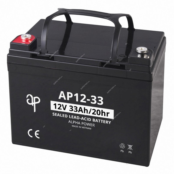 Alpha Power VRLA AGM Battery, AP12-33, 12V, 33Ah