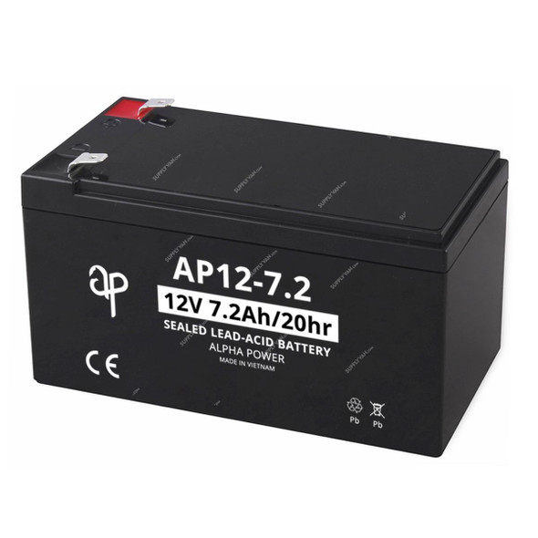 Alpha Power VRLA AGM Battery, AP12-7-2, 12V, 7.2Ah