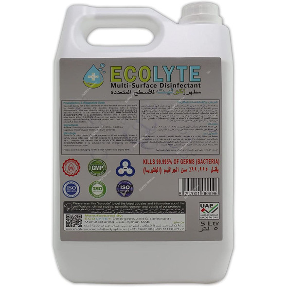 Ecolyte Plus 100% Natural Multi-Surface Disinfectant, 5 Ltrs