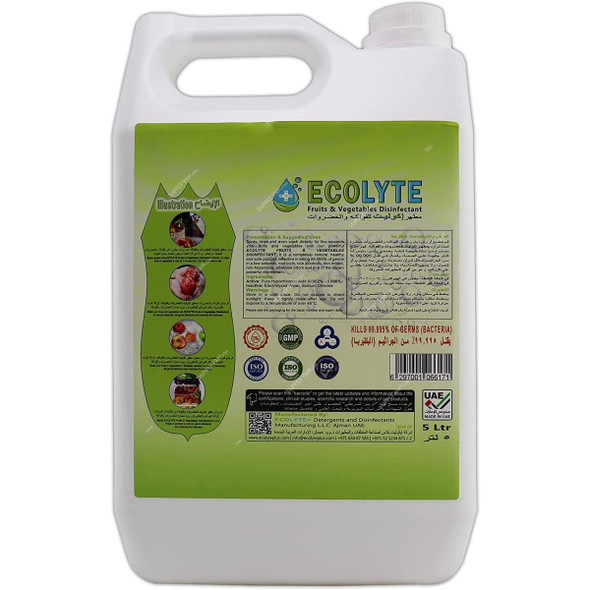 Ecolyte Plus 100% Natural Fruits and Vegetables Disinfectant, 5 Ltrs