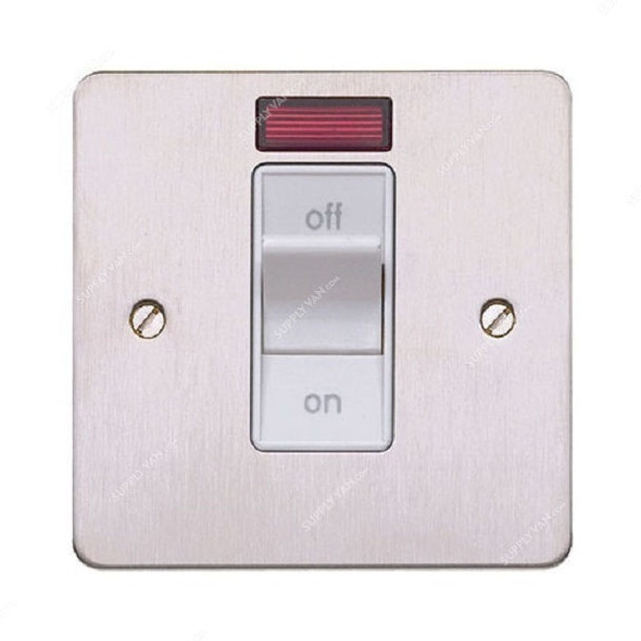 Mk DP Switch With Neon, K24305BSSB, Aspect, 1 Gang, 32A, Brushed Stainless Steel