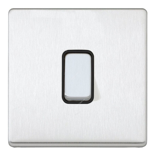 Mk Single Pole Electrical Plate Switch, K24371BSSB, Aspect, 1 Gang, 2 Way, 20A, Brushed Stainless Steel