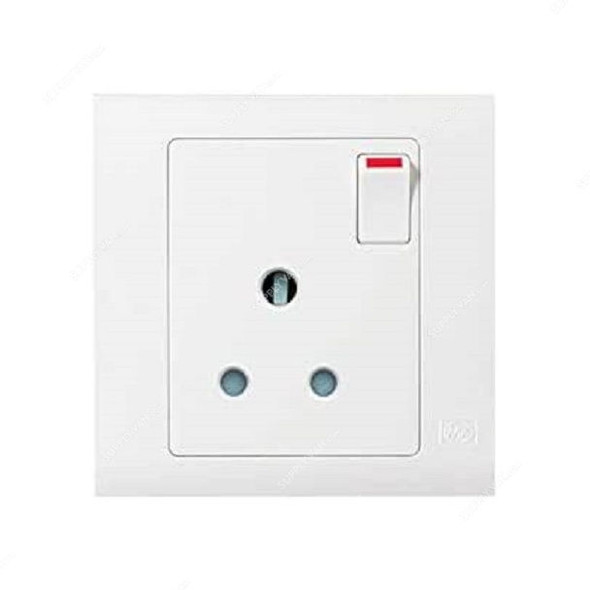 Mk Single Pole DP Switch Socket With Neon, MV2493WHI, Essential, Polycarbonate, 1 Gang, 15A, White