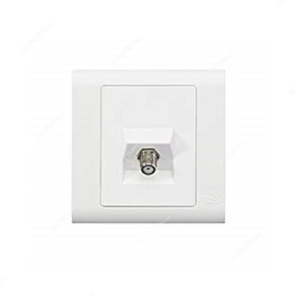 Mk Single Cable TV Socket Outlet, MV3529WHI, Essential, Polycarbonate, 1 Gang, Female Connector Type, White
