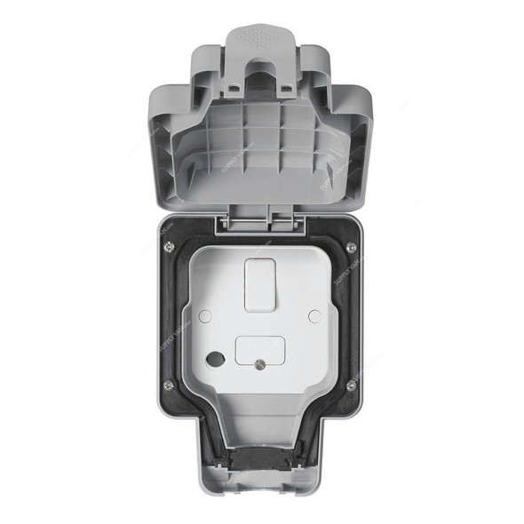 Mk Waterproof DP Switched Fused Connection Unit, K56410GRY, Masterseal Plus, Polycarbonate, IP66, 1 Gang, 13A, Grey