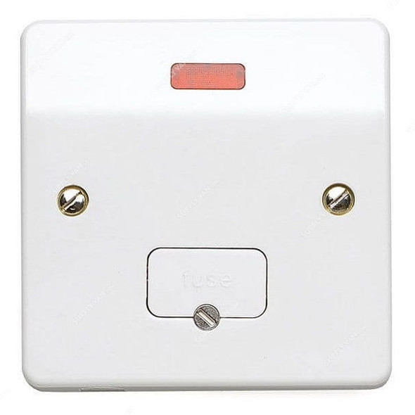 Mk Unswitched Fused Connection Unit With Neon, K0377WHI, Logic Plus, Thermoset Plastic, IP2XD, 230V, 13A, White