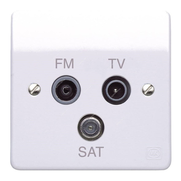 Mk TV/FM And SAT Socket Outlet, K3553WHI, Logic Plus, 1 Gang, 86 x 86MM, White