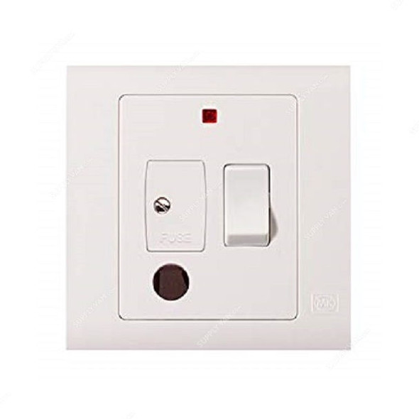 Mk Switched Fused Connection Unit With Neon and Flex Outlet, MV1070WHI, Essential, Polycarbonate, 1 Gang, 13A, White