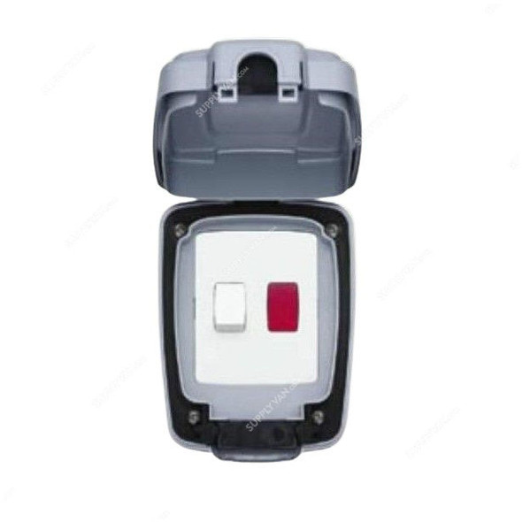 Mk Waterproof DP Switch For Water Heater, MS86423GRY, Masterseal Plus, Polycarbonate, IP66, 1 Gang, 20A, Grey
